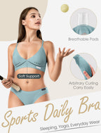 Women's Wireless Bras -2 Pack Seamless Sports Bra Bralettes Comfort Padded Workout Tops Crossback Cami Crop S-XXL