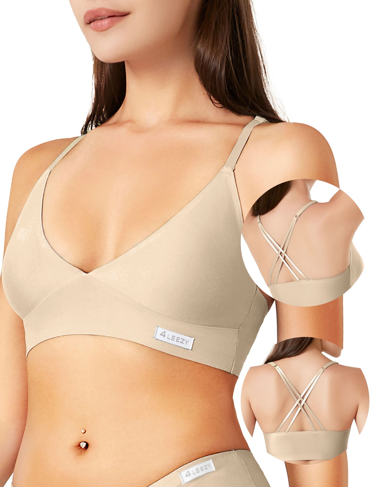 Women's Wireless Bras - Seamless Sports Bra Bralettes Comfort Padded Workout Tops Crossback Cami Crop S-XXL