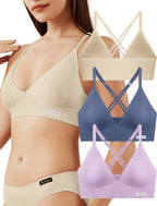 Women's Wireless Bras - Seamless Sports Bra Bralettes Comfort Padded Workout Tops Crossback Cami Crop S-XXL