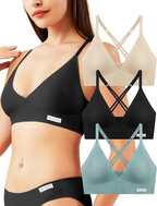 Women's Wireless Bras - Seamless Sports Bra Bralettes Comfort Padded Workout Tops Crossback Cami Crop S-XXL