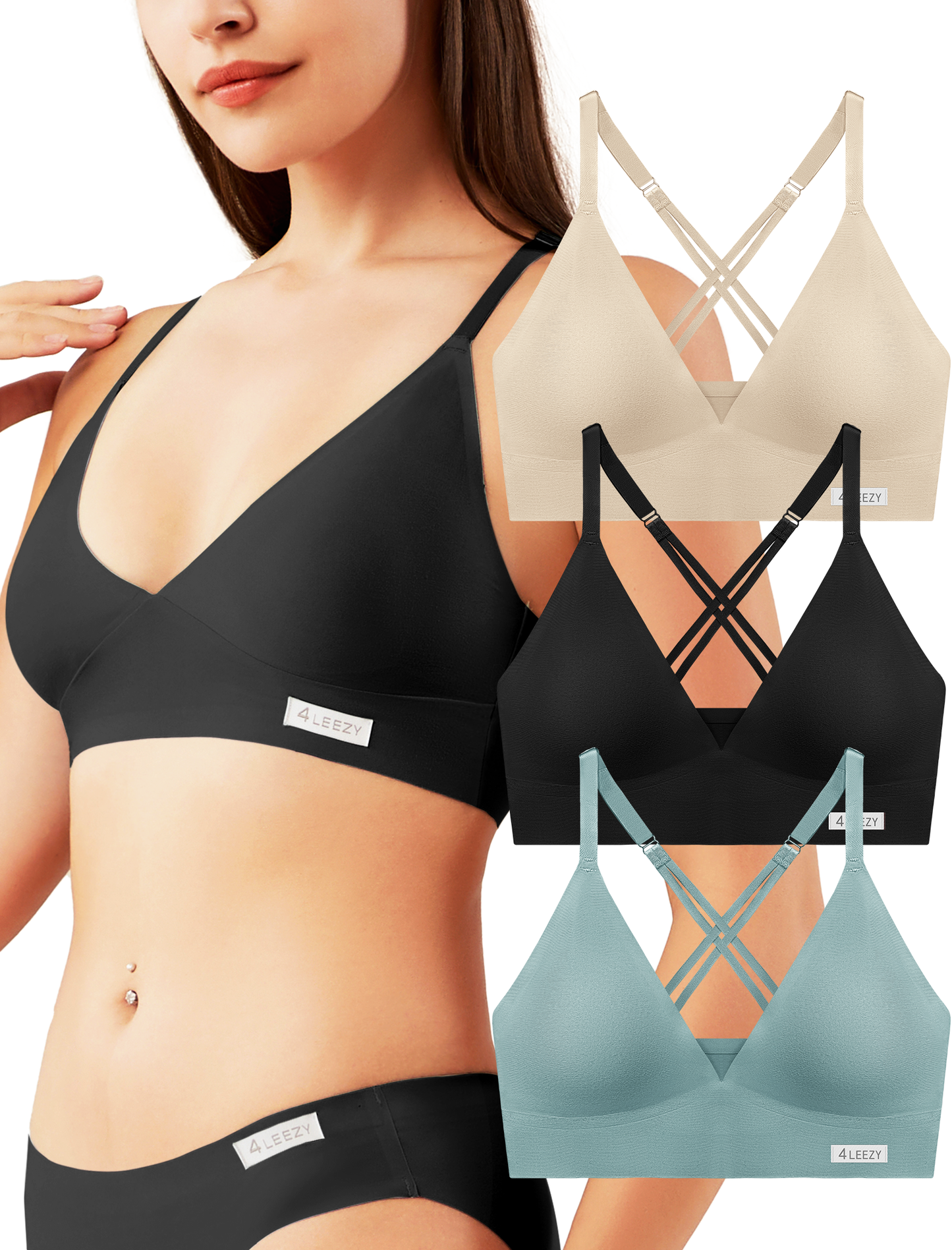Women's Wireless Bras - Seamless Sports Bra Bralettes Comfort Padded Workout Tops Crossback Cami Crop S-XXL