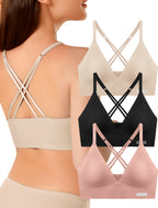 Women's Wireless Bras - Seamless Sports Bra Bralettes Comfort Padded Workout Tops Crossback Cami Crop S-XXL