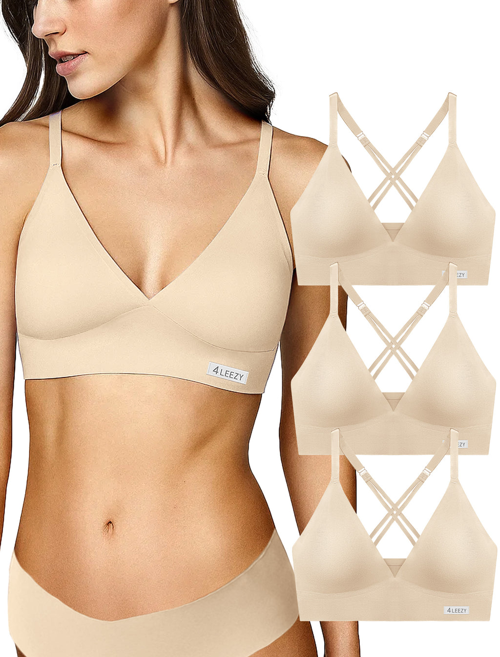 Women's Wireless Bras - Seamless Sports Bra Bralettes Comfort Padded Workout Tops Crossback Cami Crop S-XXL