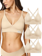 Women's Wireless Bras - Seamless Sports Bra Bralettes Comfort Padded Workout Tops Crossback Cami Crop S-XXL