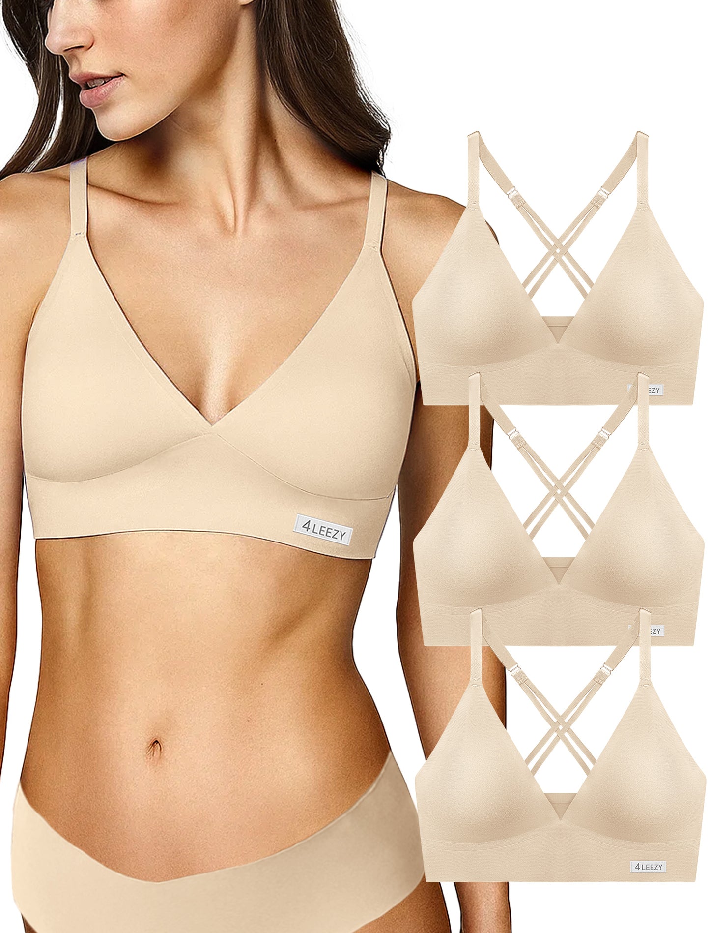 Women's Wireless Bras - Seamless Sports Bra Bralettes Comfort Padded Workout Tops Crossback Cami Crop S-XXL