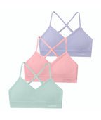 Livona Racerback Training Bra for Girls- 3 Pack Seamless Sports Bra, Padded Everyday Bra Bralette,Crop Cami Tank Top (6-14)
