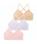 Livona Racerback Training Bra for Girls- 3 Pack Seamless Sports Bra, Padded Everyday Bra Bralette,Crop Cami Tank Top (6-14)