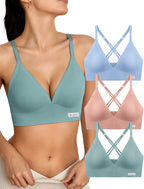 Women's Wireless Bras - Seamless Sports Bra Bralettes Comfort Padded Workout Tops Crossback Cami Crop S-XXL