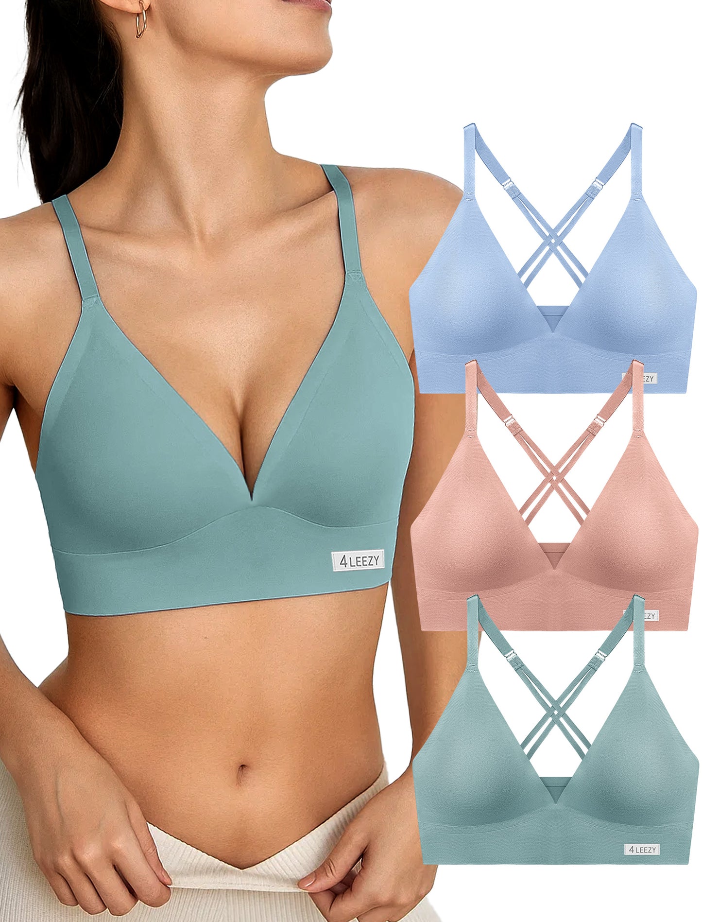 Women's Wireless Bras - Seamless Sports Bra Bralettes Comfort Padded Workout Tops Crossback Cami Crop S-XXL