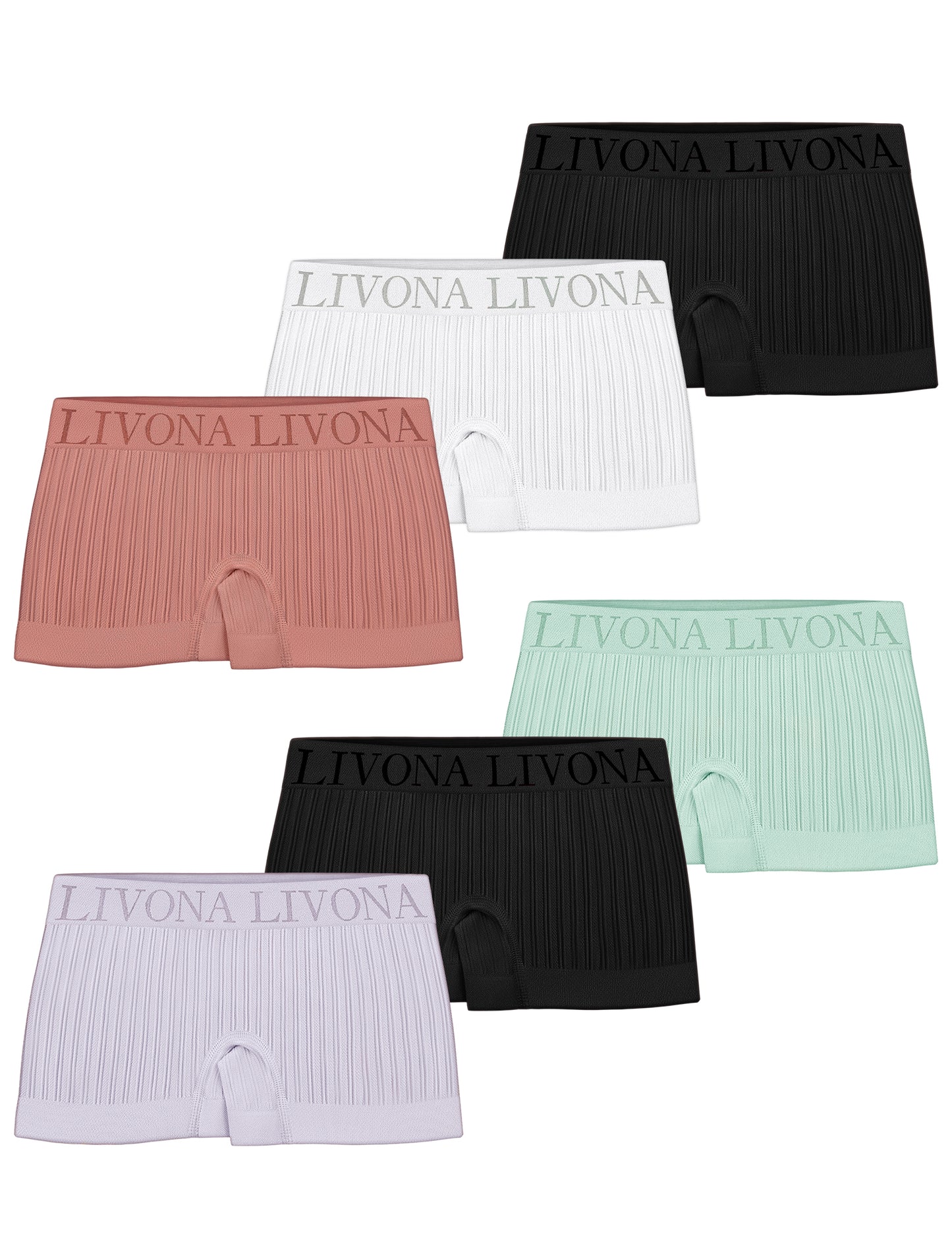 Livona 6-Pack Girls' Seamless Boyshort Underwear,Moisture-Wicking Kids Panties,No-Ride Design