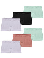 Livona 6-Pack Girls' Seamless Boyshort Underwear,Moisture-Wicking Kids Panties,No-Ride Design