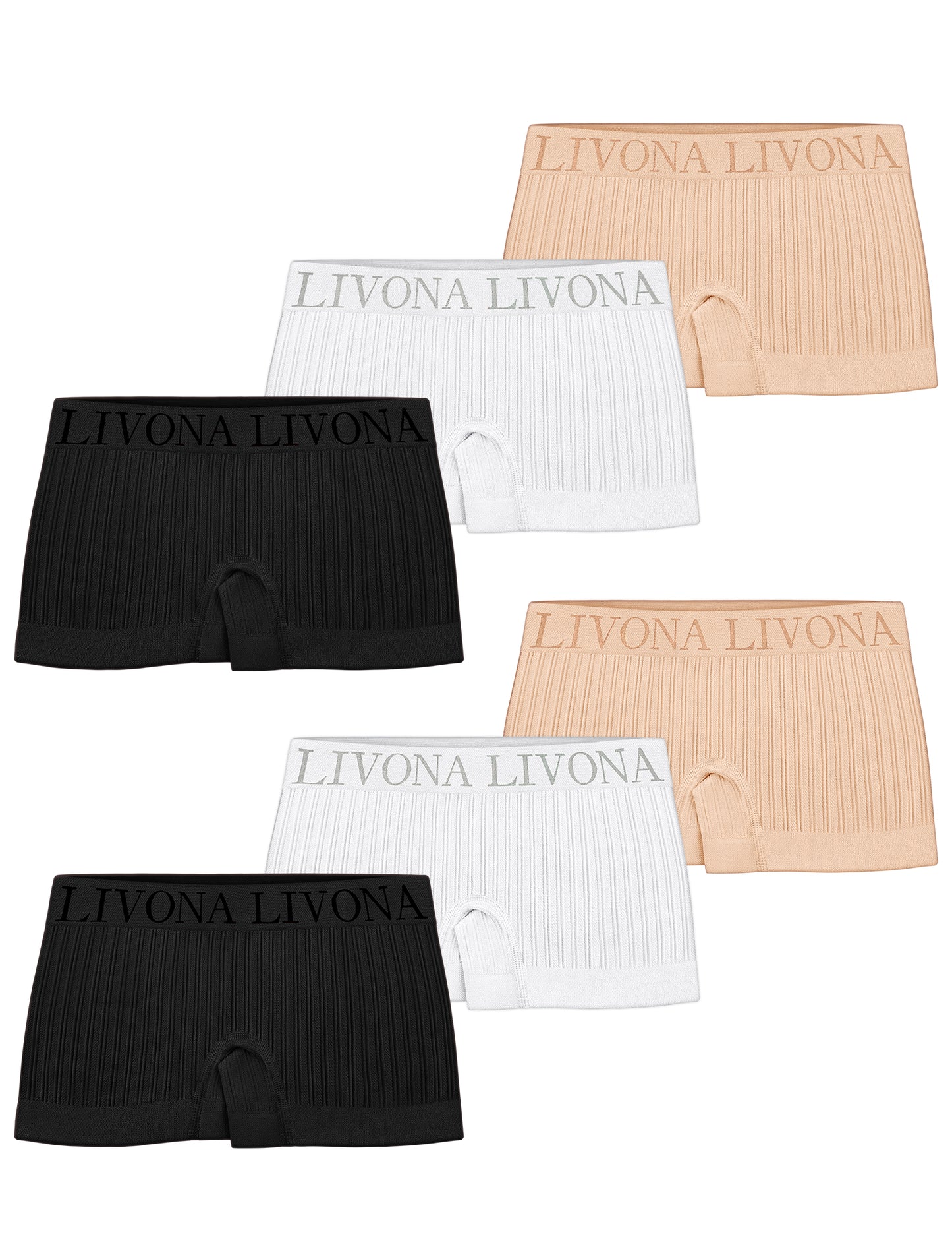 Livona 6-Pack Girls' Seamless Boyshort Underwear,Moisture-Wicking Kids Panties,No-Ride Design