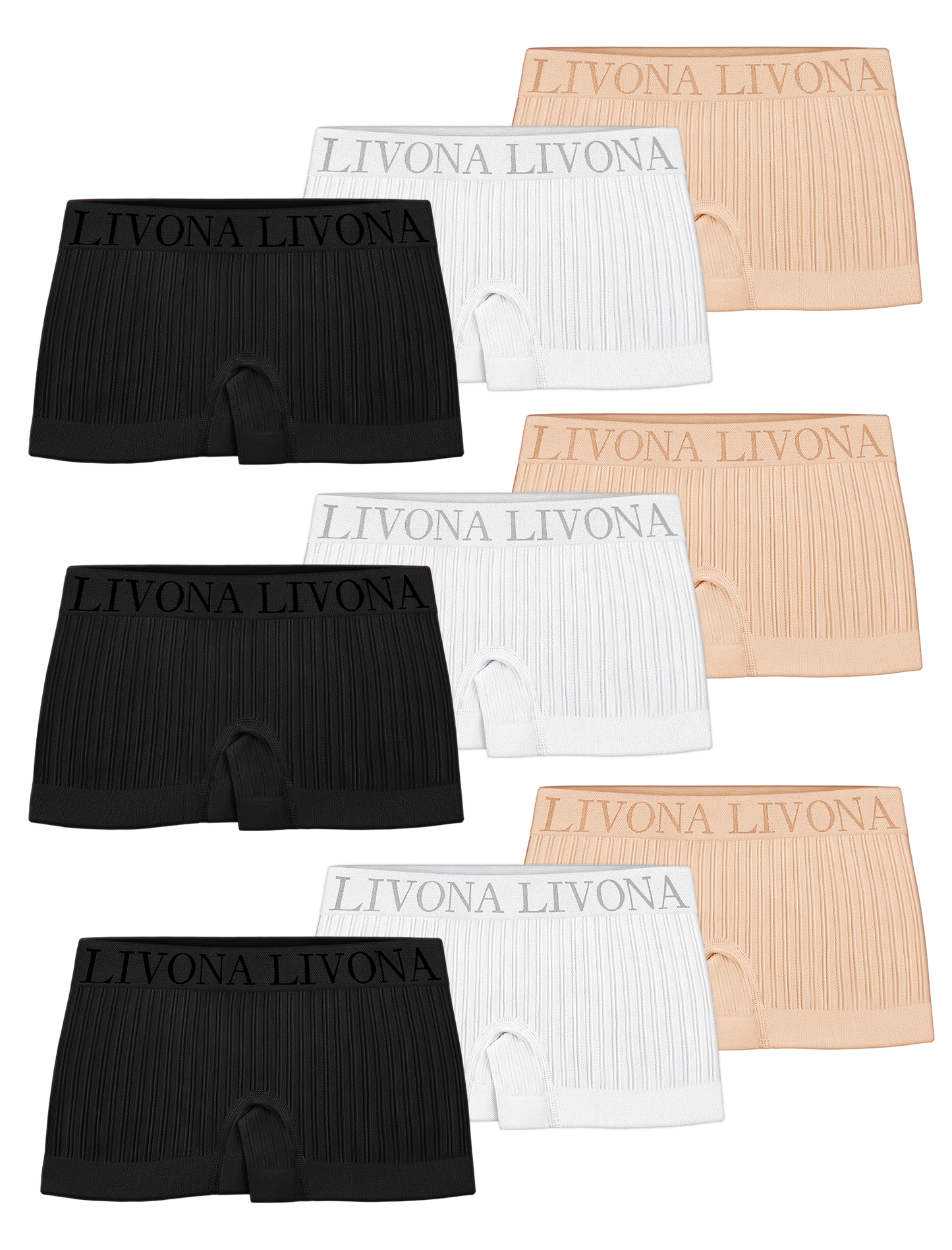 Livona 9-Pack Girls' Seamless Boyshort Underwear,Moisture-Wicking Kids Panties,No-Ride Design