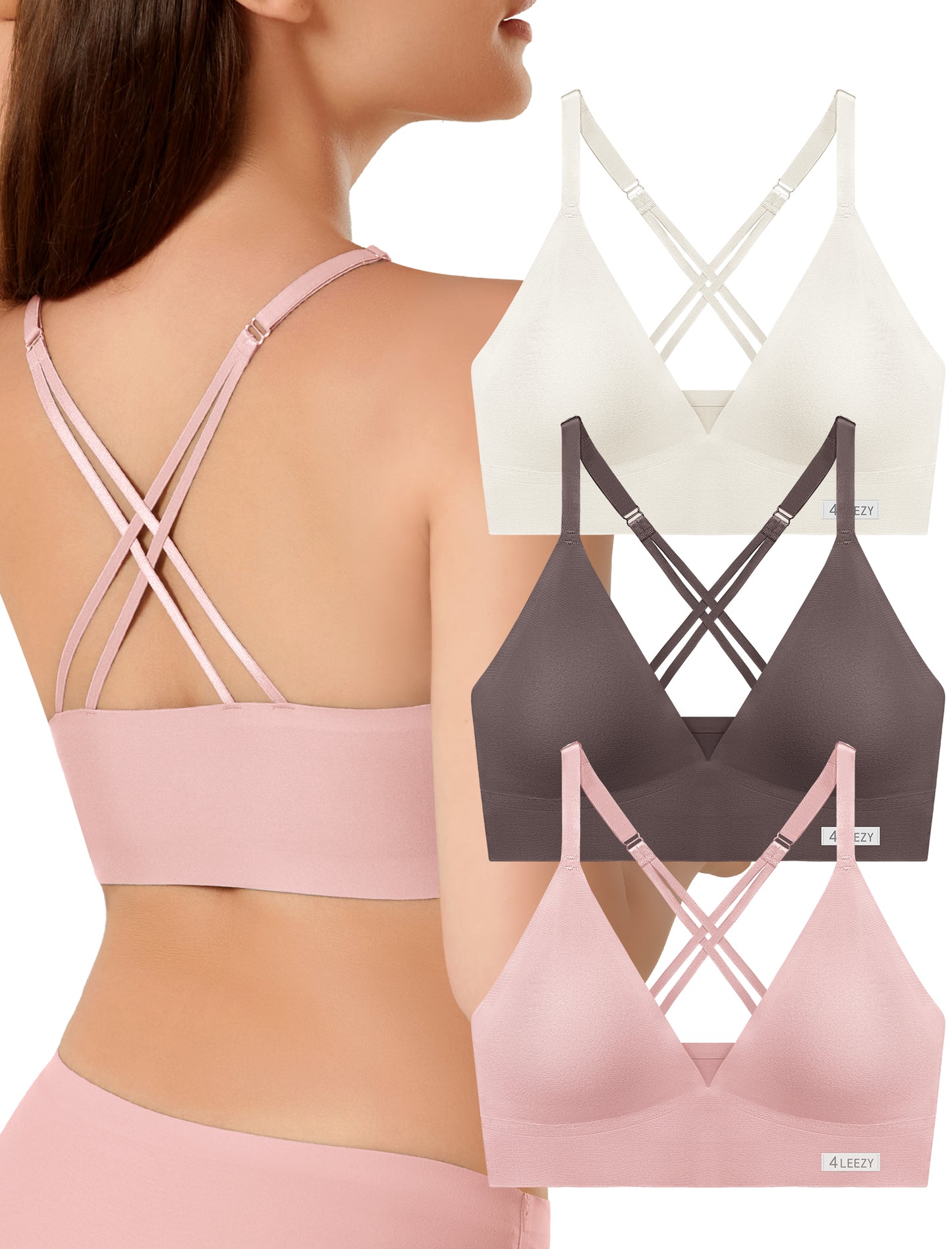 Women's Wireless Bras - Seamless Sports Bra Bralettes Comfort Padded Workout Tops Crossback Cami Crop S-XXL