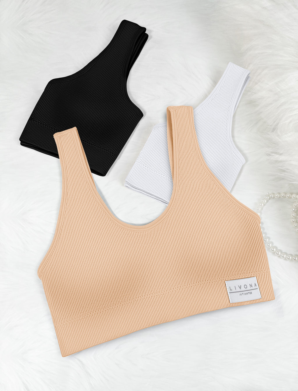 Livona 3 Packs Girls Sports Bra Crop Tops for Kids Training Bra Cute Crop Tops for Girls Cami Bra( 6-14）