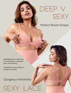 Leezywear Women's T-Shirt/Tank Top Bra - Full Coverage Laser Push Up with Back Lace Support Work Out Bra