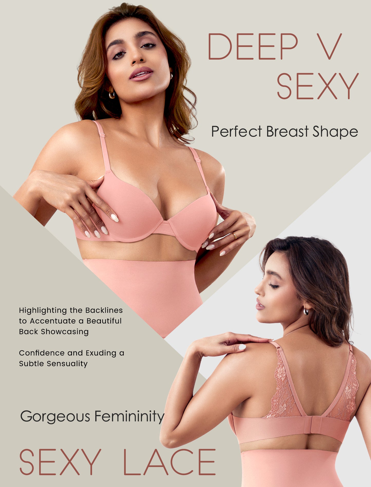 Leezywear Women's T-Shirt/Tank Top Bra - Full Coverage Laser Push Up with Back Lace Support Work Out Bra