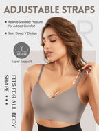 Women's Seamless Push Up Bra Longline Wireless Padded Bralettes with Support Lift Plunge T-Shirt/Tank Top Bras