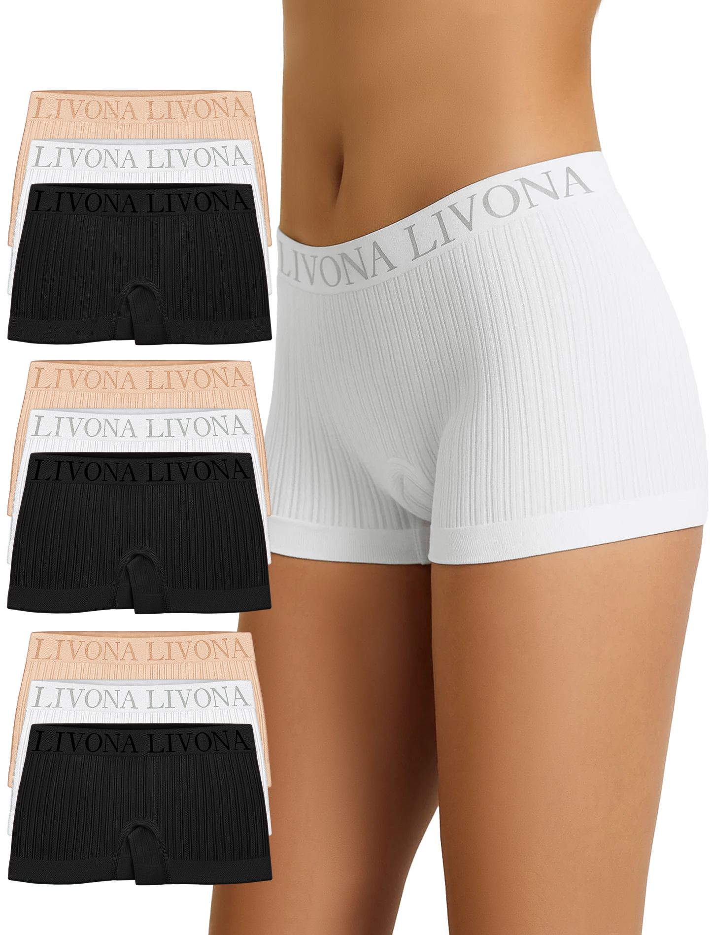 Livona 9-Pack Girls' Seamless Boyshort Underwear,Moisture-Wicking Kids Panties,No-Ride Design