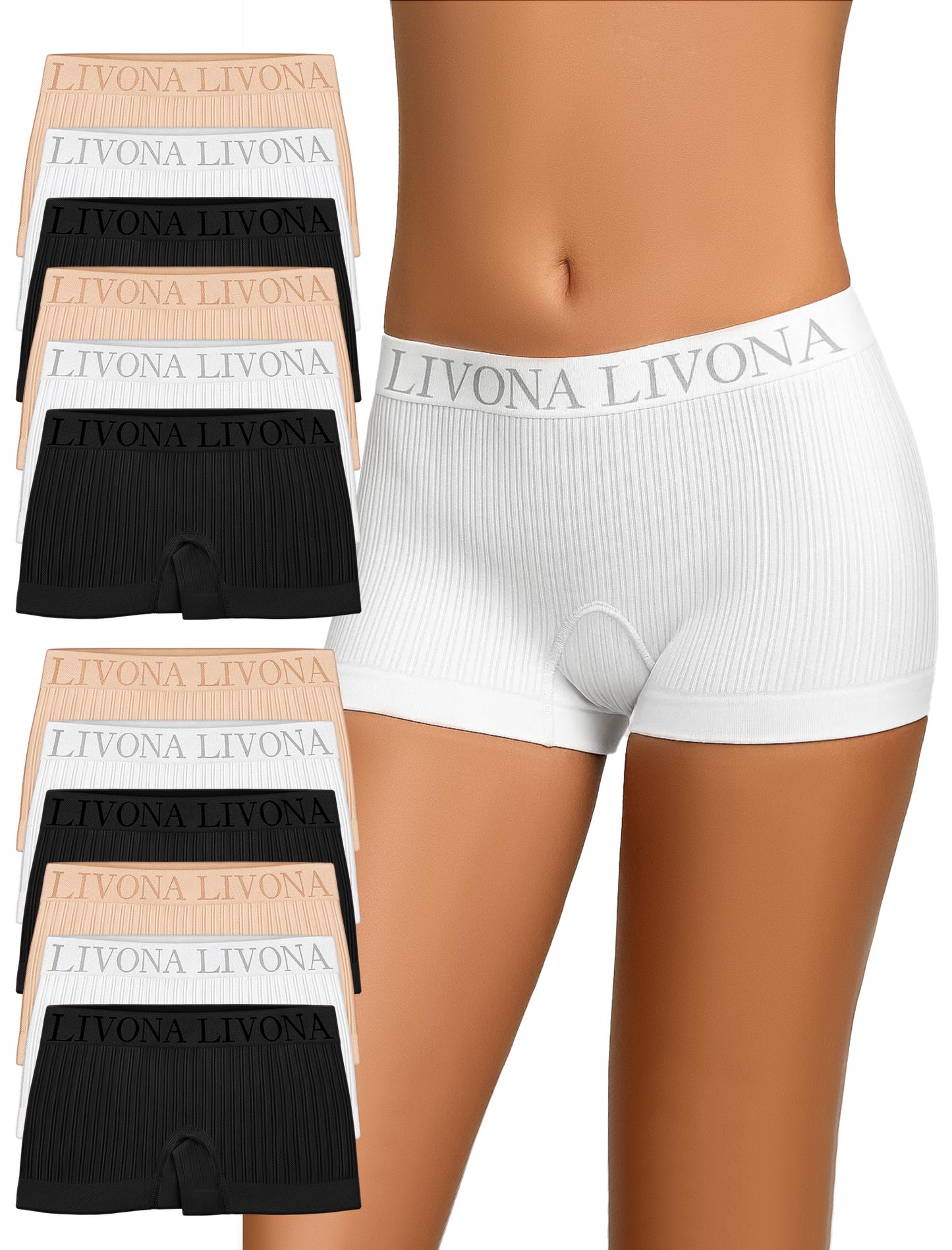 Livona Girls' Seamless Boyshort Underwear,Moisture-Wicking Kids Panties,No-Ride Design