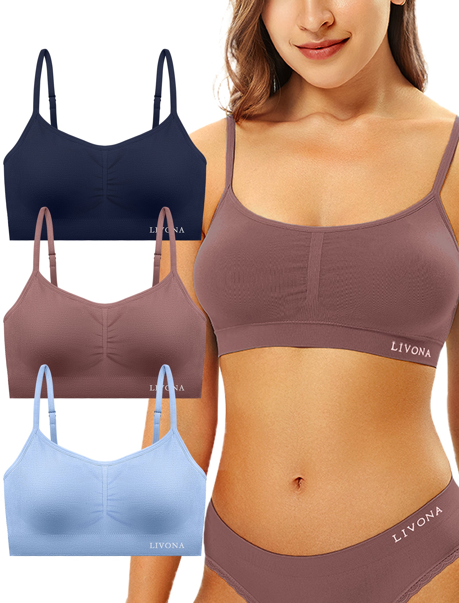 Livona Bra for Women-Sports Bra, Wireless Bra, Seamless Everyday Bra, Sleep Bra, Padded Lounge Bralette, Crop Cami Tank S-XXL…