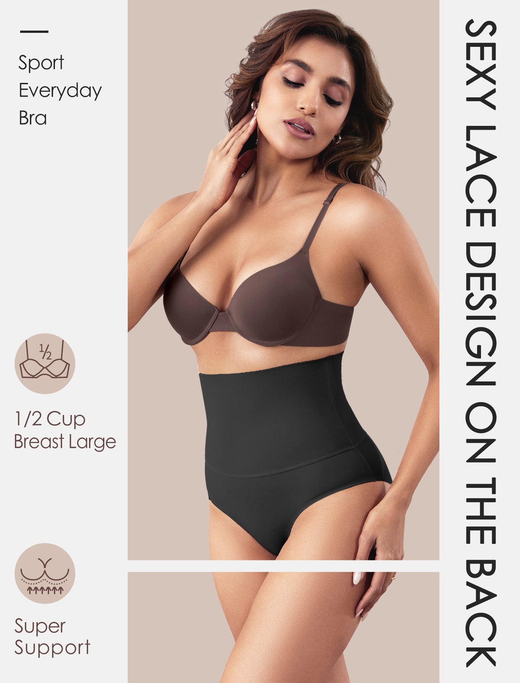 Leezywear Women's T-Shirt/Tank Top Bra - Full Coverage Laser Push Up with Back Lace Support Work Out Bra