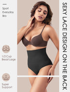 Leezywear Women's T-Shirt/Tank Top Bra - Full Coverage Laser Push Up with Back Lace Support Work Out Bra