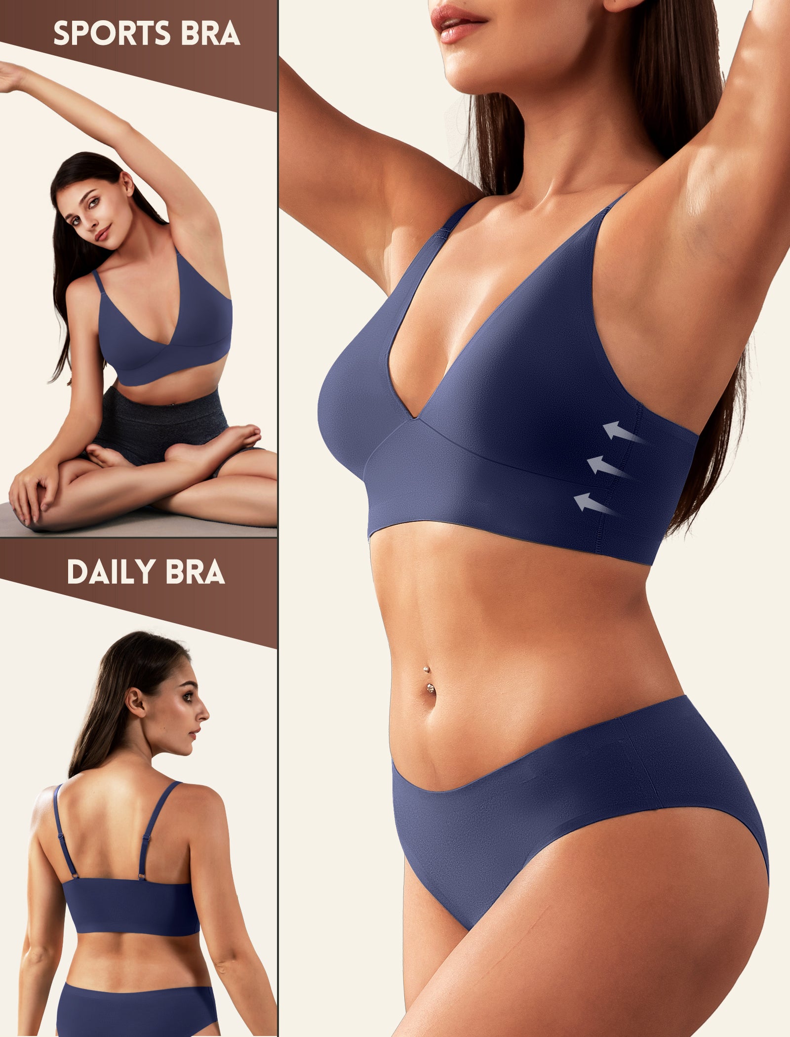 4Leezy Wireless Bras for Women - 4 Pack Padded Sports Bra Bralettes with Support No Underwire Seamless Workout Tops Cami Crop Tank Tops S-XXL