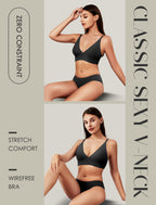 Livona Wireless Bra for Women - Sports V-neck Comfortable Padded Bralette with Support Workout Tops Cami Crop Tank Tops S-XXL