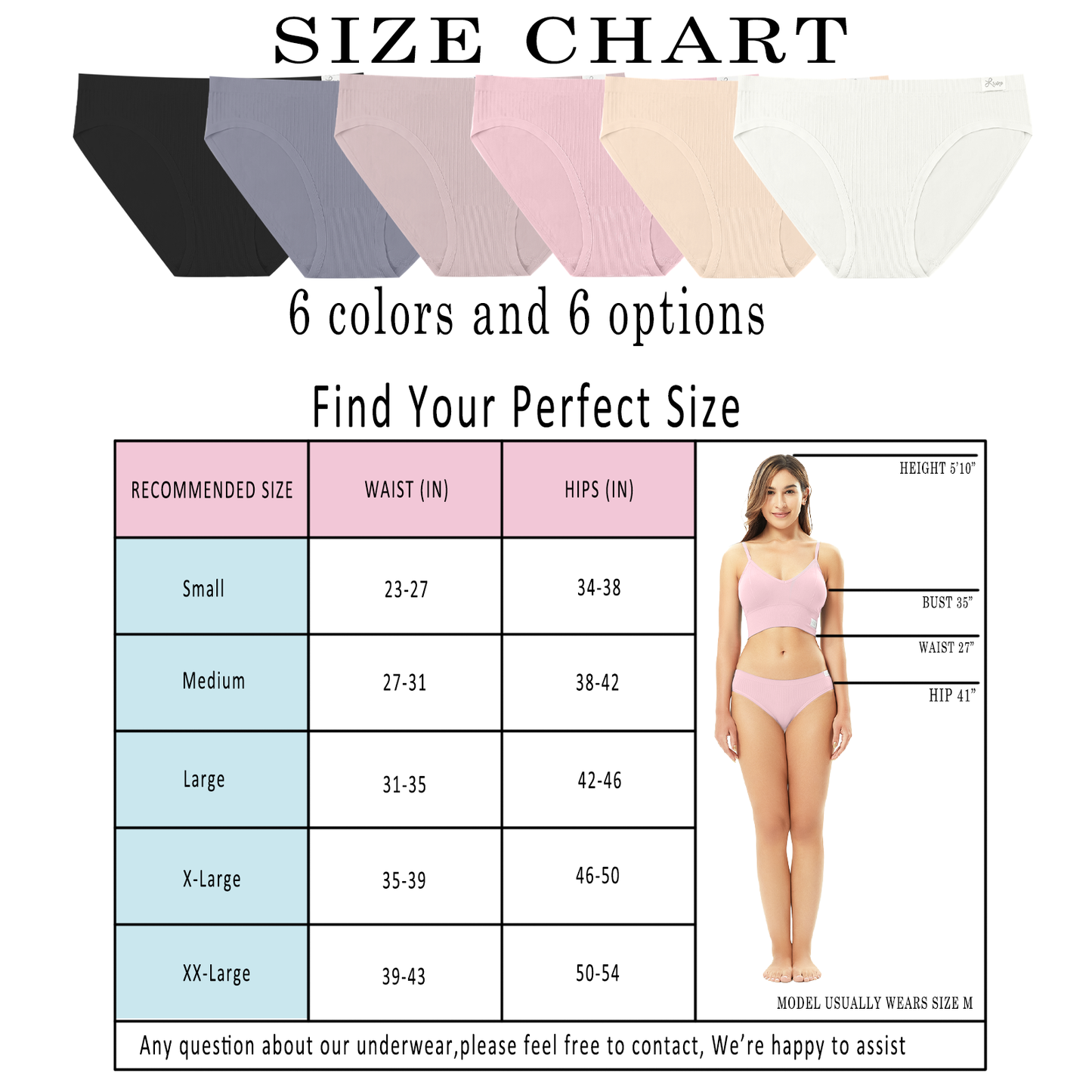 Livona Bikini Underwear for Women- Seamless Underwear, Ribbed High Cut Panties, No Show Brief Soft Microfiber Hipster S-XXL