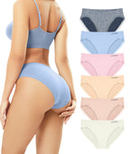 Livona 6 Pack Women's Seamless Underwear with lace-Breathable High Cut Bikini NoShow Panty Soft Stretch Brief Invisible Hipster
