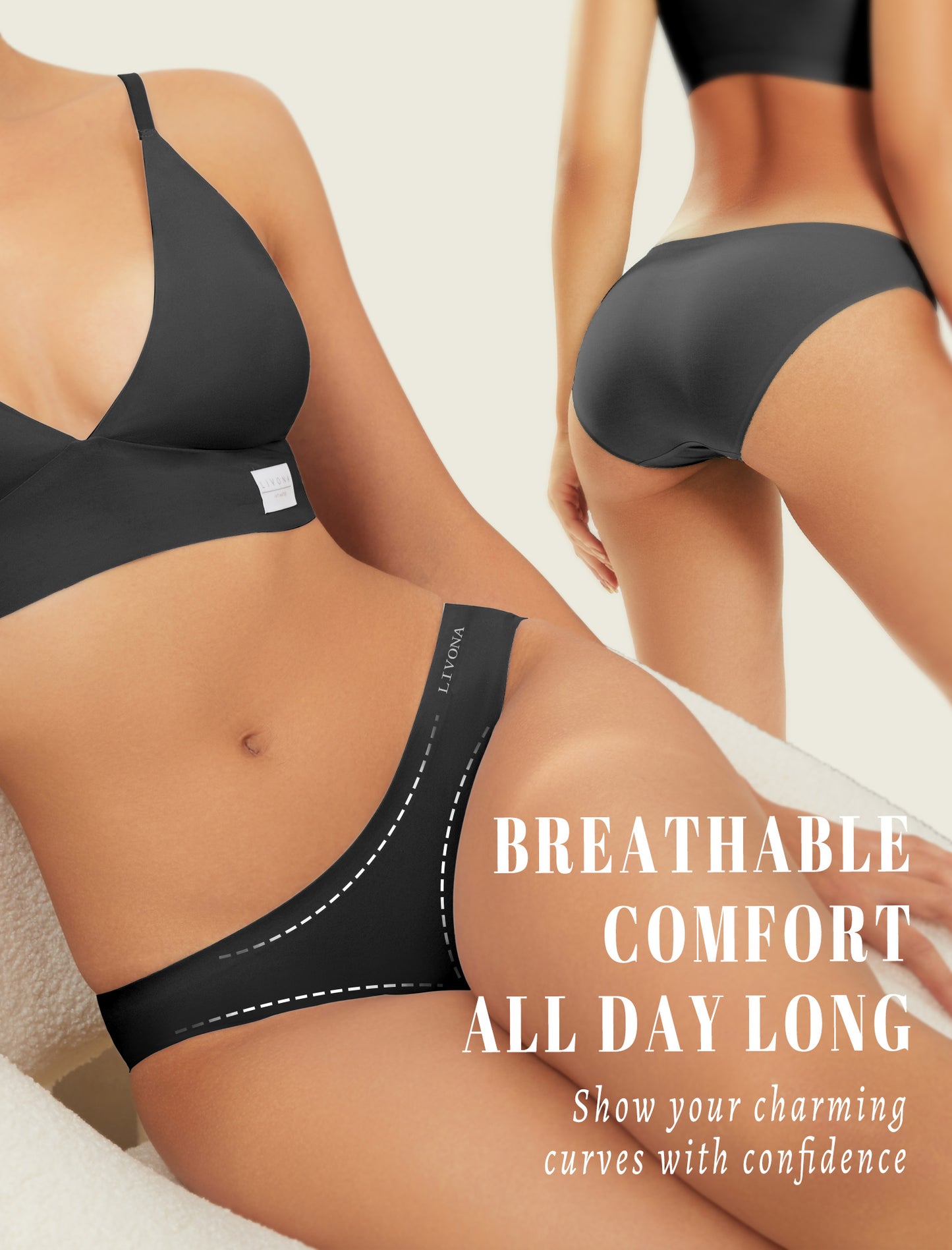 Livona 6 Pack Seamless Womens Underwear - High Cut Cheeky Bikini Bottoms, No Show Panties for Women, Soft Hipster S-XXL