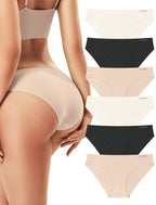 Livona 6 Pack Seamless Womens Underwear - High Cut Cheeky Bikini Bottoms, No Show Panties for Women, Soft Hipster S-XXL
