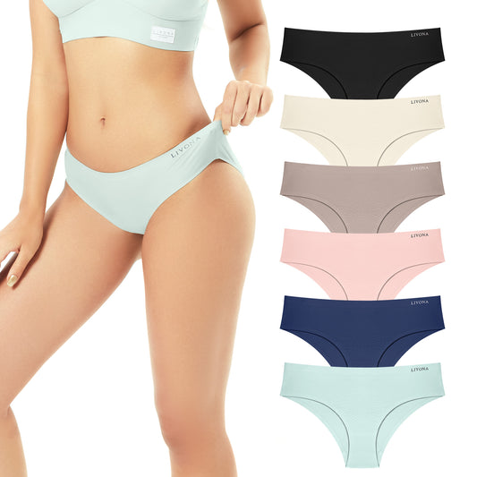 Livona Underwear for Women-Seamless Underwear, HighCut Bonded Edges Panties, No Show Soft Microfiber Bikini Hipster S-XXL