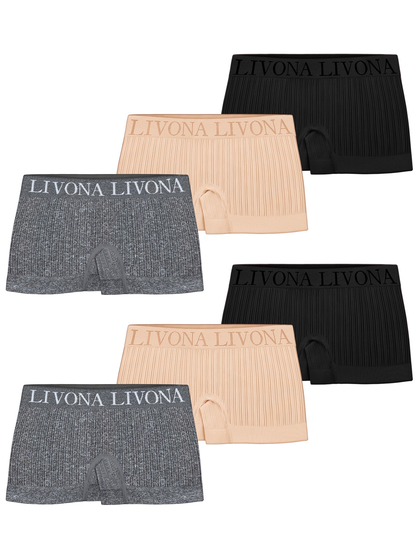 Livona 6-Pack Girls' Seamless Boyshort Underwear,Moisture-Wicking Kids Panties,No-Ride Design