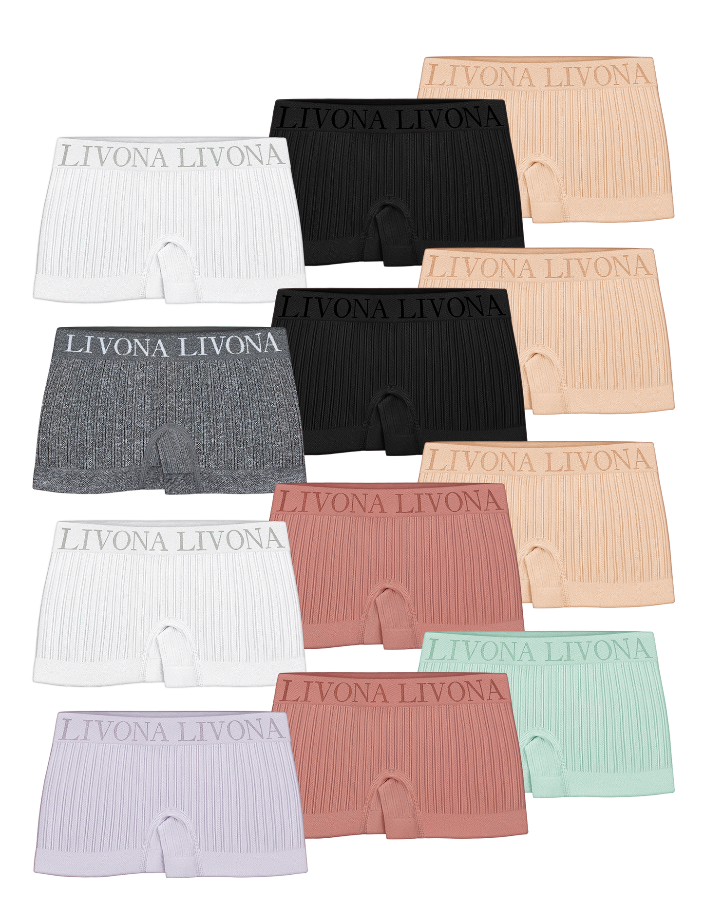 Livona Girls' Seamless Boyshort Underwear,Moisture-Wicking Kids Panties,No-Ride Design