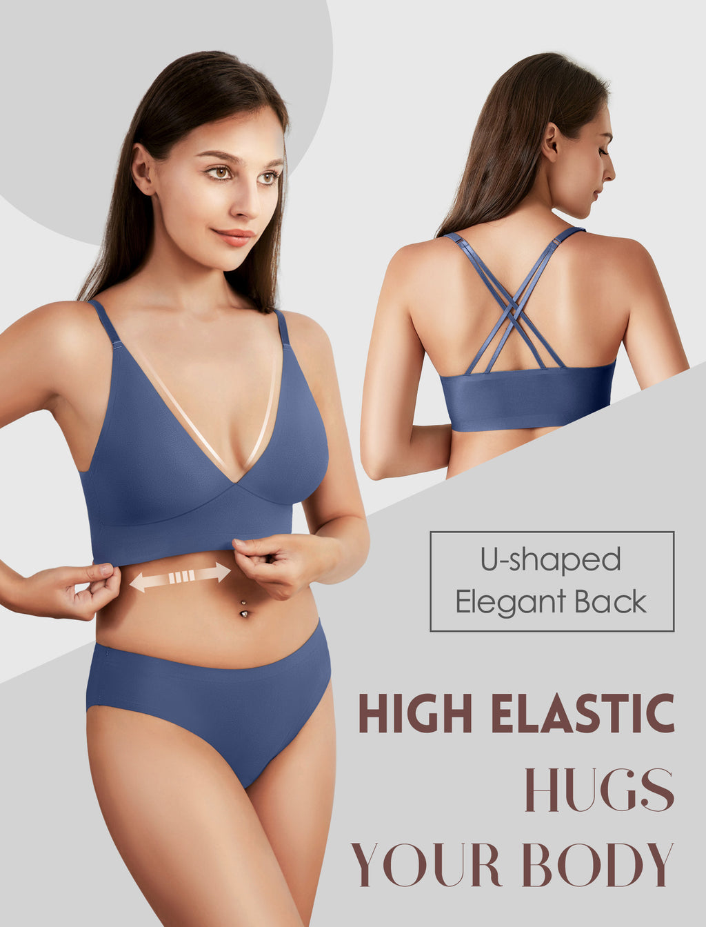 Women's Wireless Bras -2 Pack Seamless Sports Bra Bralettes Comfort Padded Workout Tops Crossback Cami Crop S-XXL