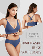 Women's Wireless Bras -2 Pack Seamless Sports Bra Bralettes Comfort Padded Workout Tops Crossback Cami Crop S-XXL