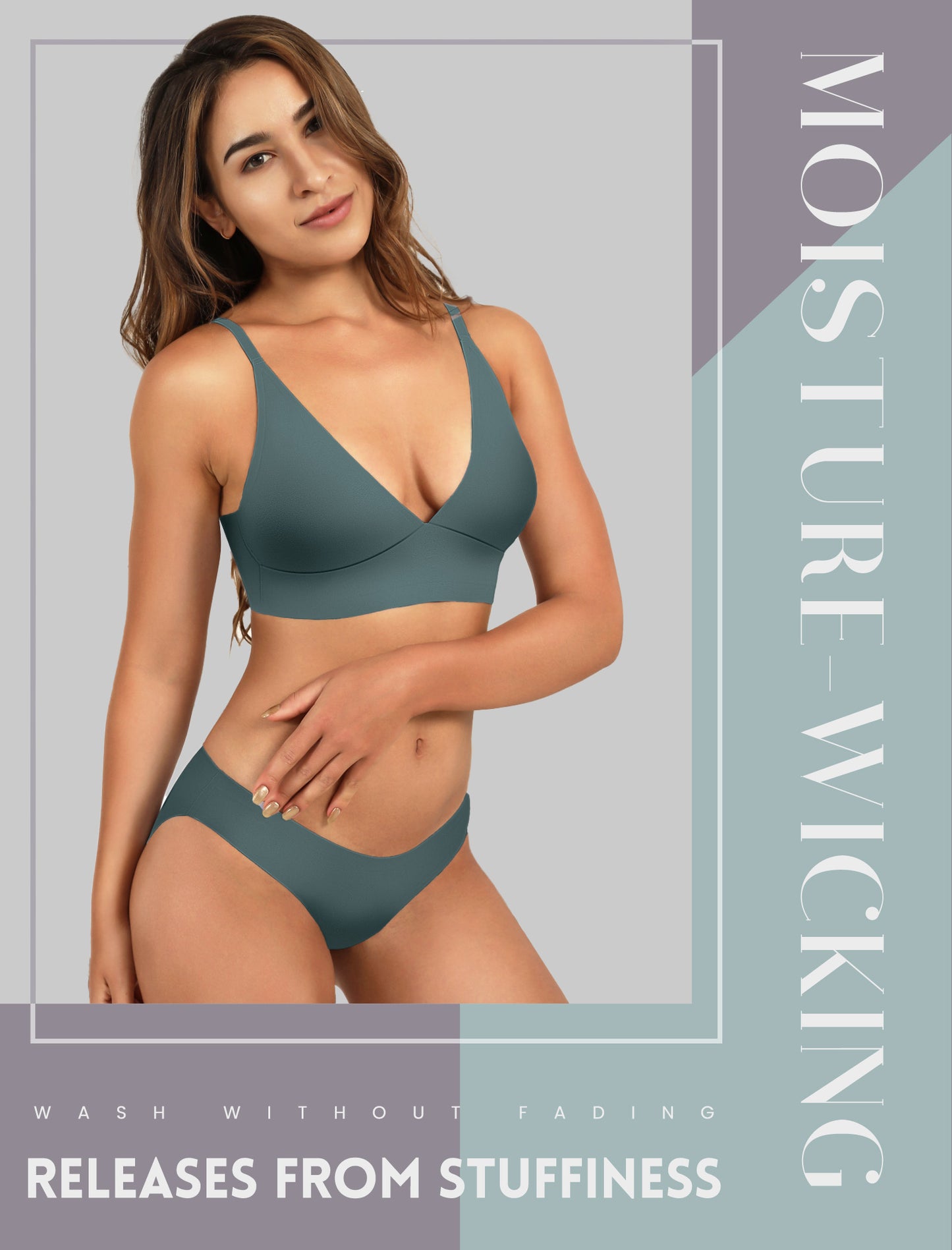 Livona Wireless Bra for Women - Sports V-neck Comfortable Padded Bralette with Support Workout Tops Cami Crop Tank Tops S-XXL