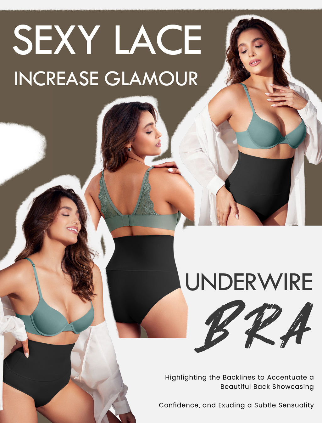 Leezywear Women's T-Shirt/Tank Top Bra - Full Coverage Laser Push Up with Back Lace Support Work Out Bra