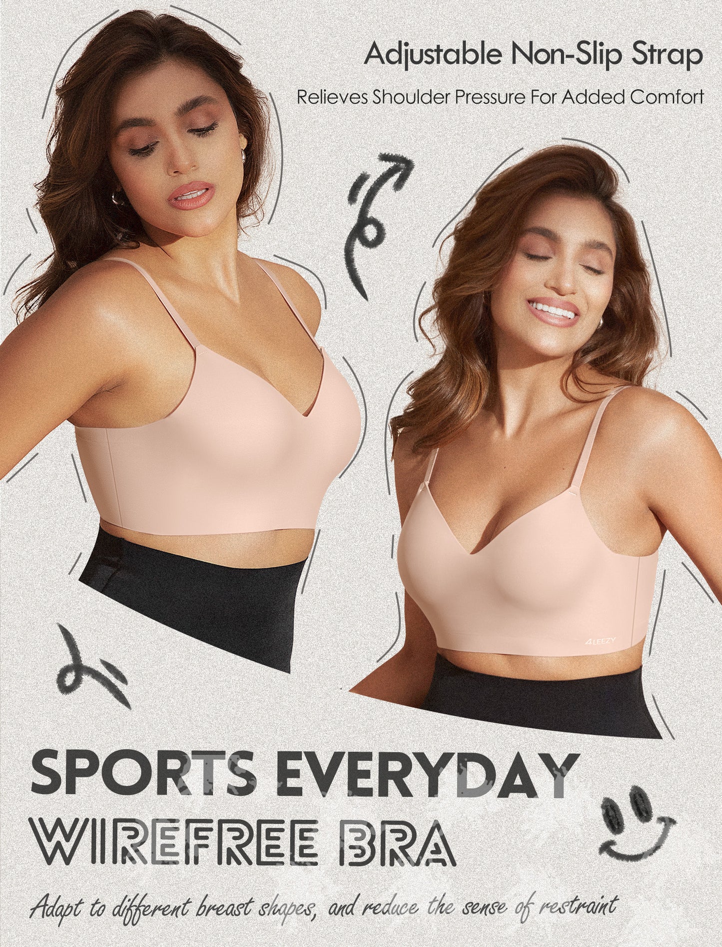 Women's Seamless Push Up Bra Longline Wireless Padded Bralettes with Support Lift Plunge T-Shirt/Tank Top Bras