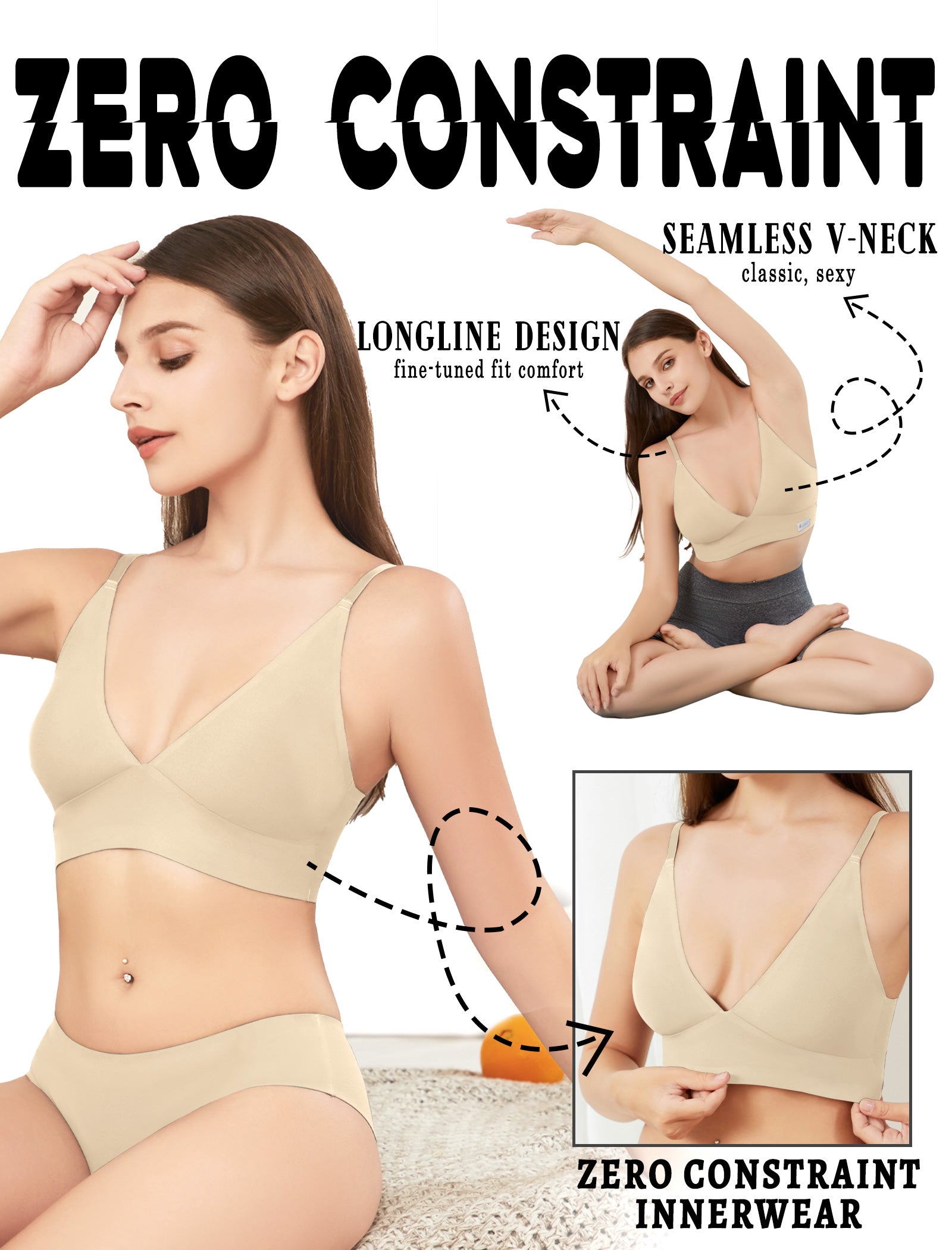 4Leezy Wireless Bras for Women - 2 Pack Sports Bra Bralettes with Support No Underwire Seamless Workout Tops Cami Crop Tank S-XXL