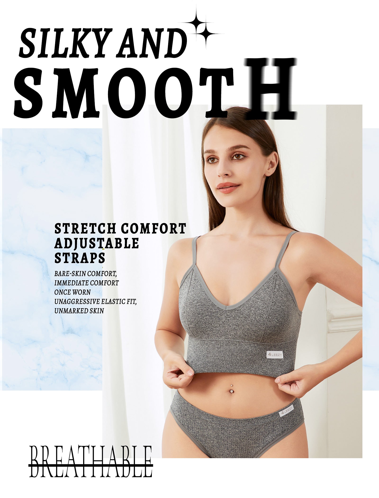 4Leezy 2 Pack Sports Bras for Women- Wireless Soft Workout Tops, Padded Seamless Fitness Bralettes, Adjustable Comfort Crop Cami Tank S-XXL