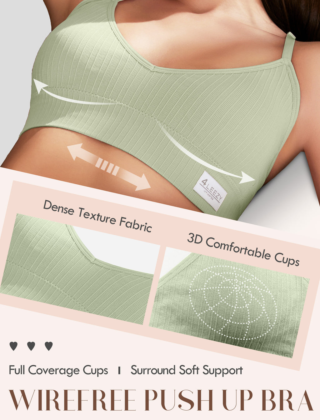 4Leezy Sports Bra for Women- Seamless Wireless Soft Bralette with Comfortable Padded and Nice Racerback Workout Tops Cami Crop Tank S-XXL