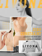 Livona Wireless Bras for Women - 2 Pack Comfort Bralettes with Support Adjustable Seamless Sports Bras Lace Cami Crop S-XXL