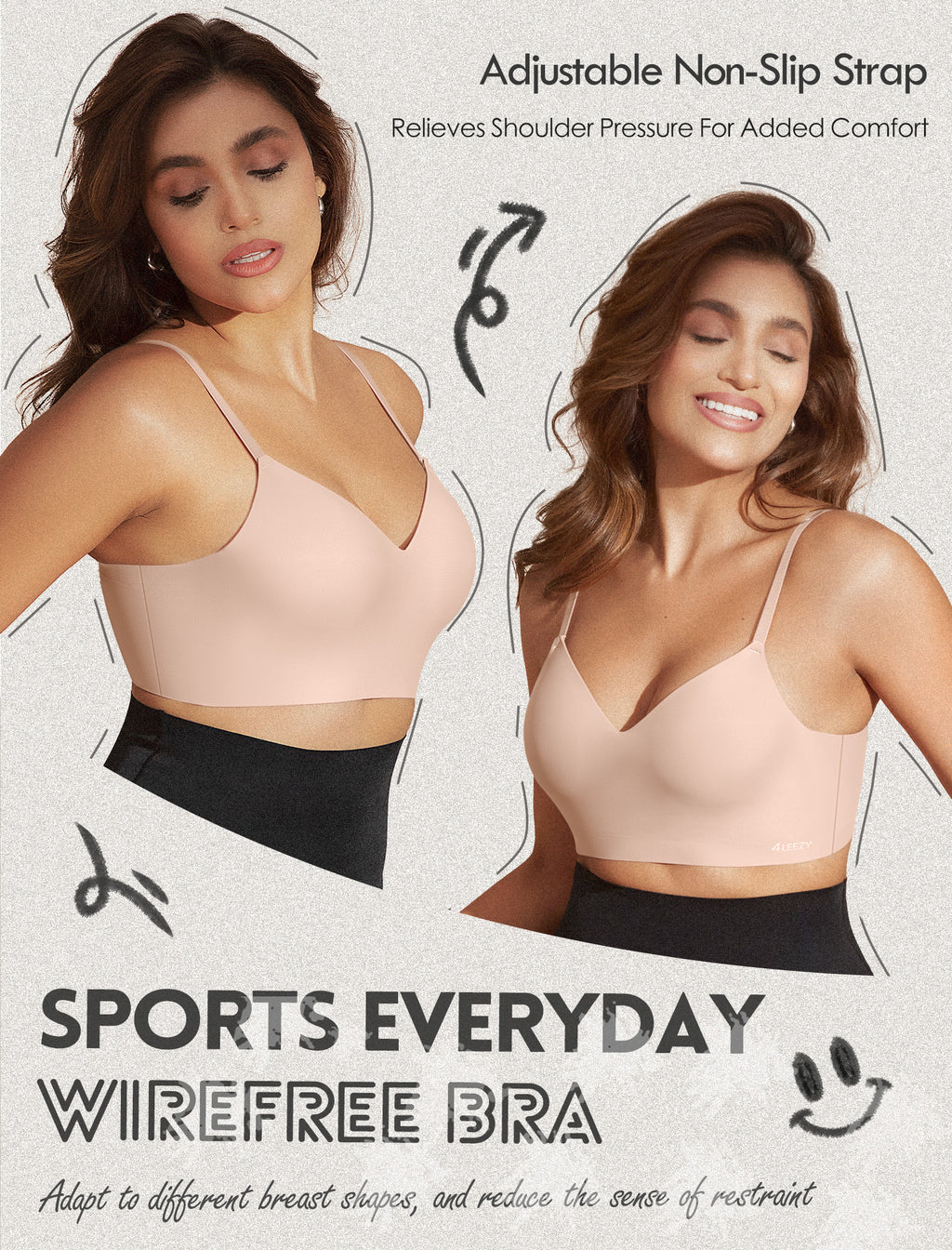 Women's Seamless Push Up Bra Longline Wireless Padded Bralettes with Support Lift Plunge T-Shirt/Tank Top Bras