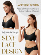 Livona Wireless Bras for Women - 2 Pack Comfort Bralettes with Support Adjustable Seamless Sports Bras Lace Cami Crop S-XXL