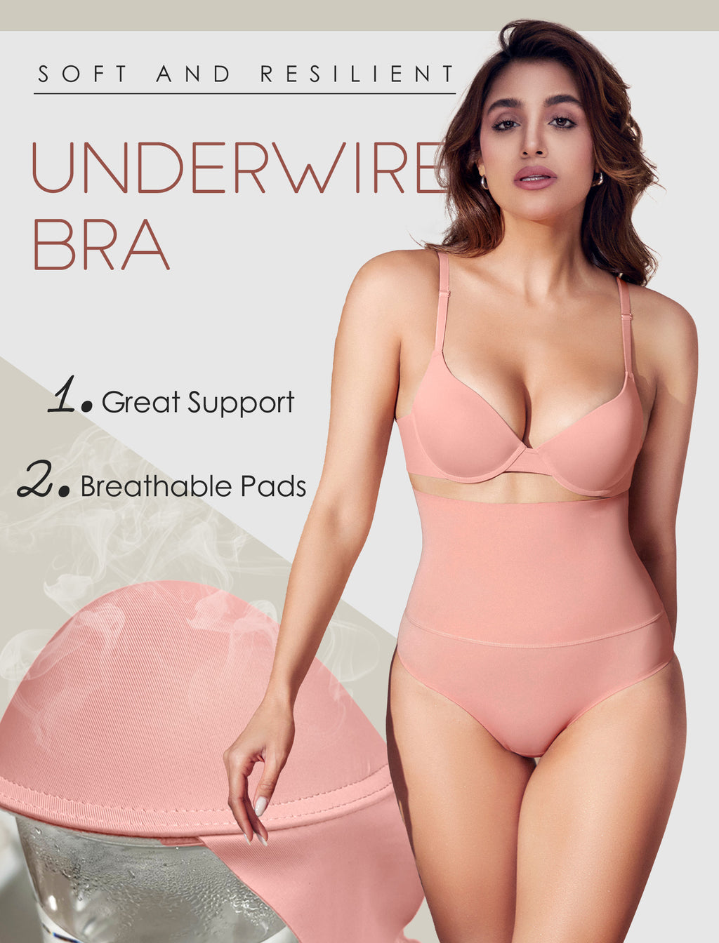 Leezywear Women's T-Shirt/Tank Top Bra - Full Coverage Laser Push Up with Back Lace Support Work Out Bra