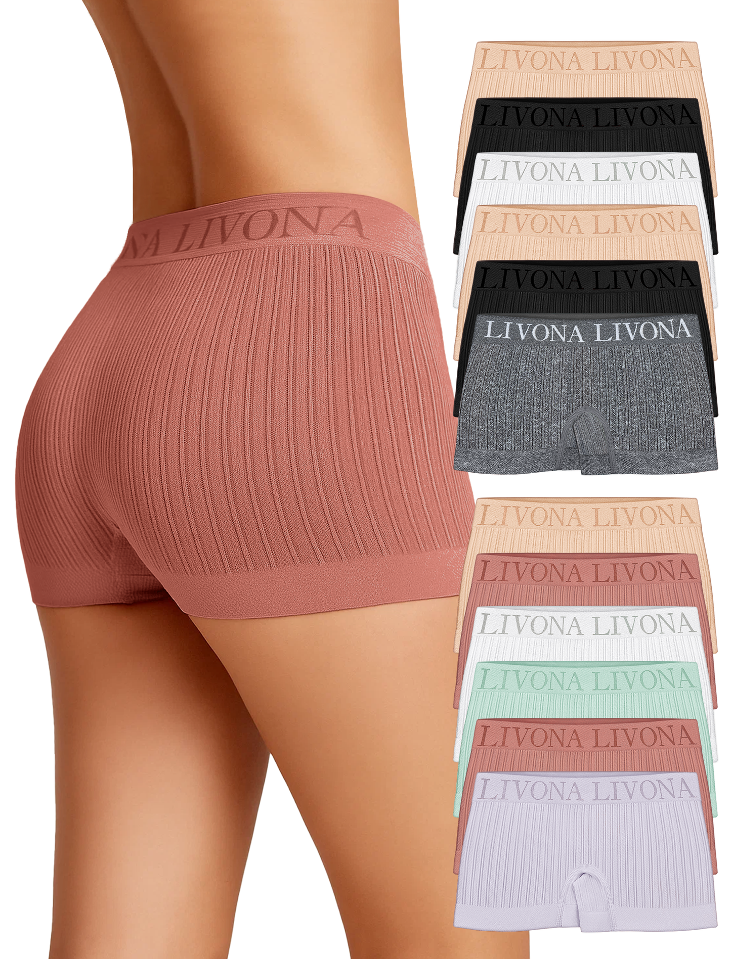 Livona Girls' Seamless Boyshort Underwear,Moisture-Wicking Kids Panties,No-Ride Design