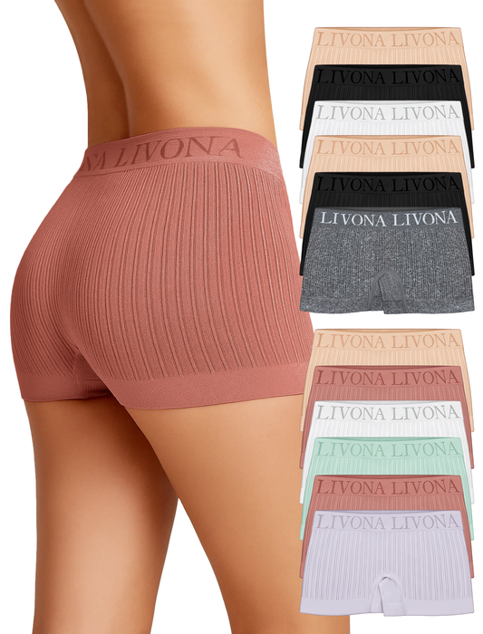 Livona Girls' Seamless Boyshort Underwear,Moisture-Wicking Kids Panties,No-Ride Design